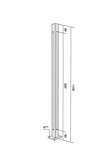 Alu-Rail Model 8030 Corner Post CAD Drawing